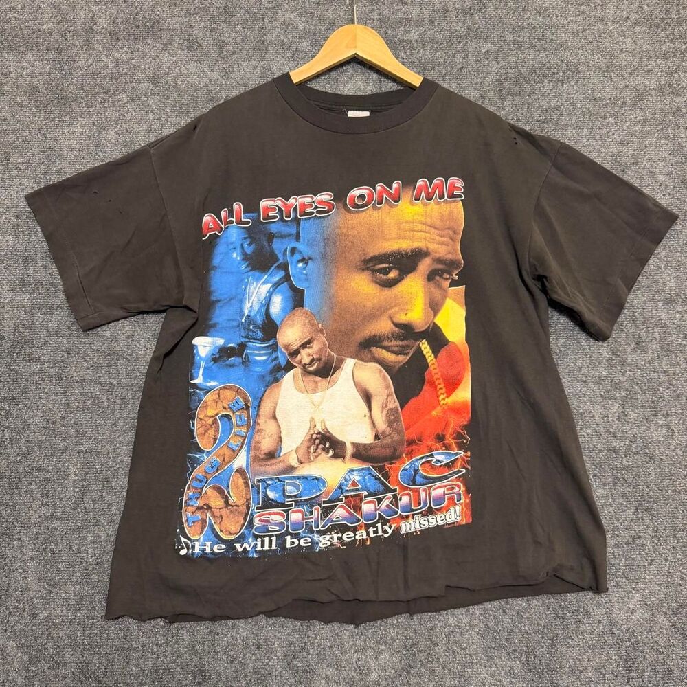 Vintage 90’s 2pac Tupac All Eyez on me Stop The Violence Rap Tee Large